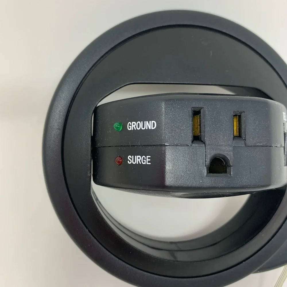 Fellows Black Power Outlet with Surge Protection
